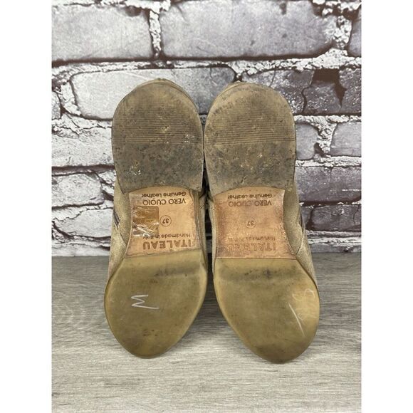 ITALEAU Tan Suede Leather Ankle Side Zipper Low Heel Boots Women Sz 37EU/7.5M US - Picture 9 of 16